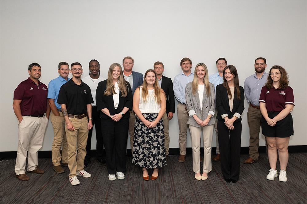 The honorable mention award for their “NEXUS” project are Team 1 members, pictured with sponsors, (front, left-right) Isaiah Brooking, Brasfield & Gorrie; Grayson Jones, interior design; Anna Barnes, architecture; Chloe Burnette, interior design; Aden Wright, interior design; Brooke Keen, University Recreation; (back, left-right) Jason Townsend, University Recreation; Robert Robison, Brasfield & Gorrie; Elvis Scott, architecture; Jonathan Allbritton, building construction science; Aaron Shankle, building construction science; Ben Hayes, building construction science; Ryan Cole and Tyler Brown, Brasfield & Gorrie. Daniel Hardy, art, is not pictured. (OPA Photo)