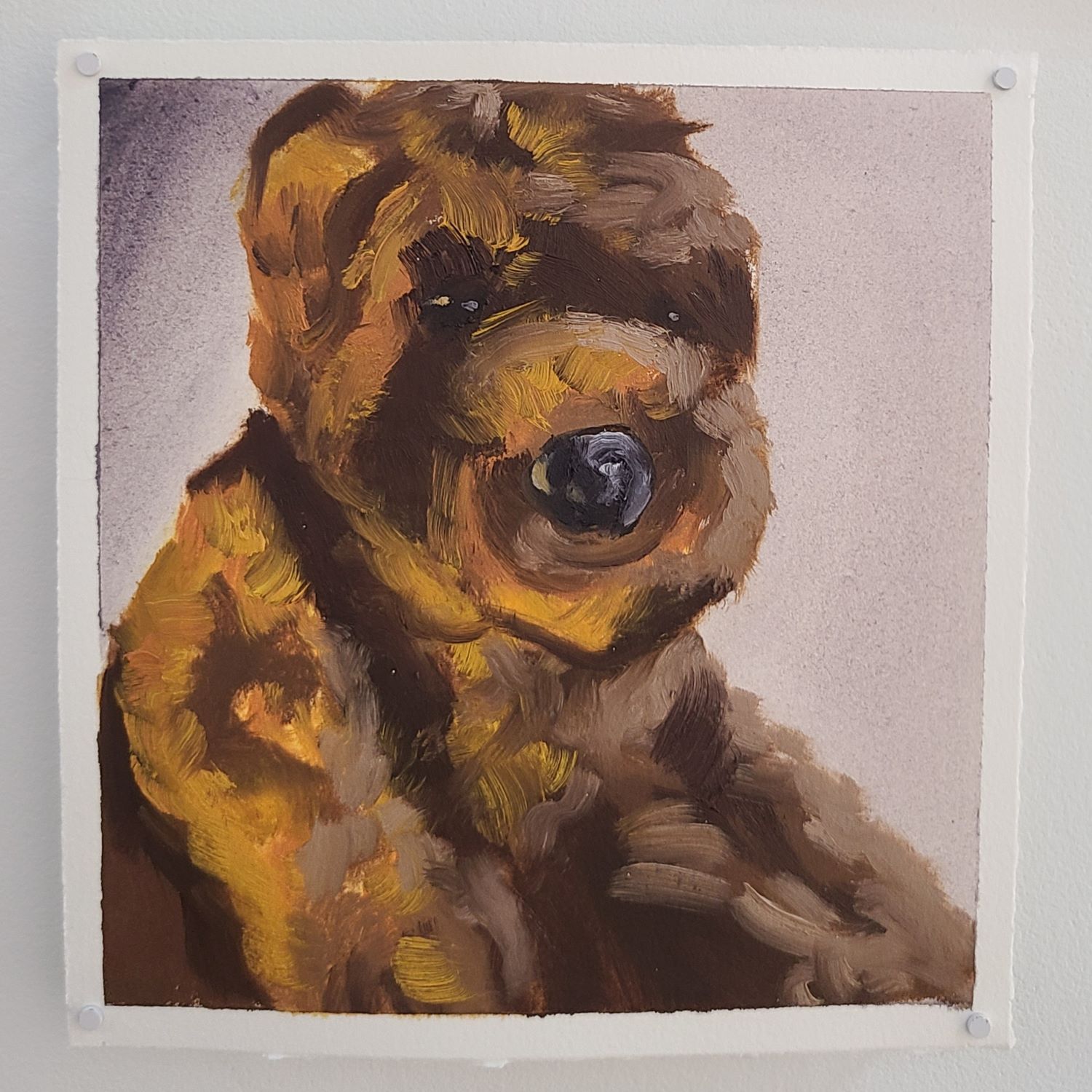 painting of a plush stuffed dog