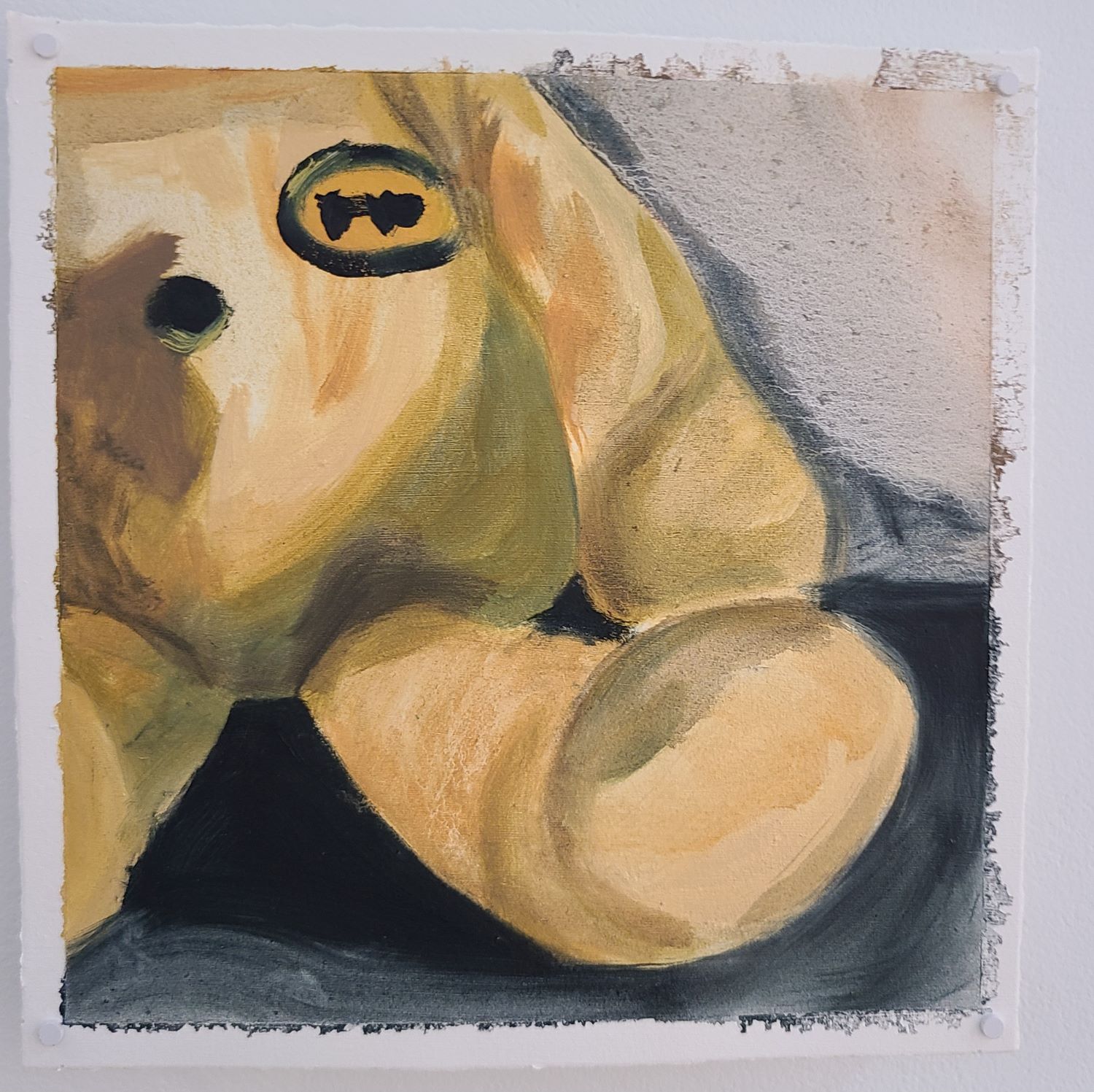 painting of a stuff animal's body and leg